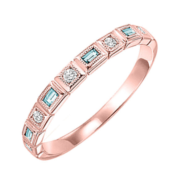 14Kt Rose Gold Diamond 1 10Ctw & Blue Topaz 1 6Ctw Ring on Sale