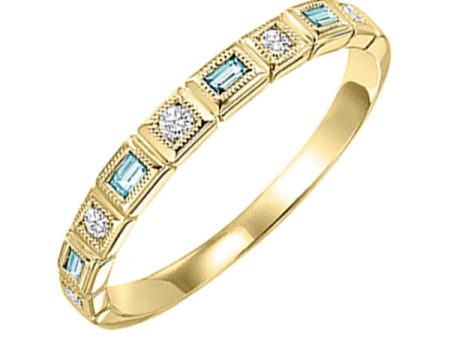 14Kt Yellow Gold Diamond 1 10Ctw & Blue Topaz 1 6Ctw Ring on Sale