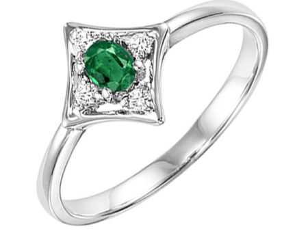 14Kt White Gold Diamond 1 20Ctw & Emerald 1 8Ctw Ring Online Sale