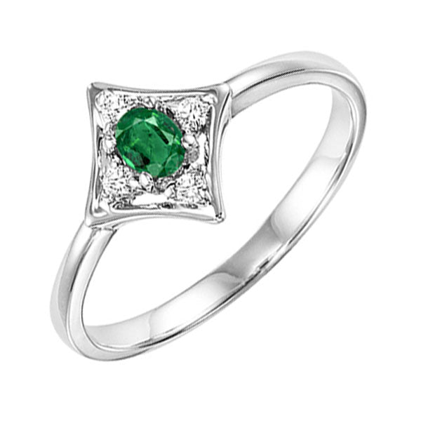 14Kt White Gold Diamond 1 20Ctw & Emerald 1 8Ctw Ring Online Sale