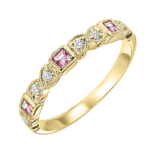 10Kt Yellow Gold Diamond 1 12Ctw & Pink Tourmaline 1 7Ctw Ring For Sale