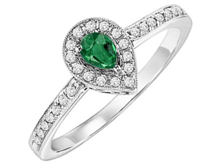 14Kt White Gold Diamond 1 6Ctw & Emerald 1 8Ctw Ring Cheap