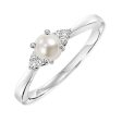 10Kt White Gold Diamond 1 20Ctw & Pearl 7 8Ctw Ring For Cheap