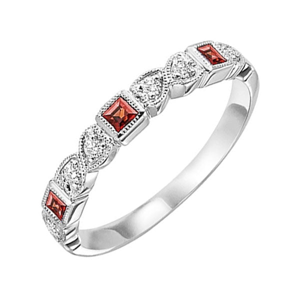 14Kt White Gold Diamond 1 10Ctw & Garnet 1 7Ctw Ring Online Sale