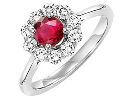 14Kt White Gold Diamond 1 2Ctw & Ruby 1 2Ctw Ring For Discount