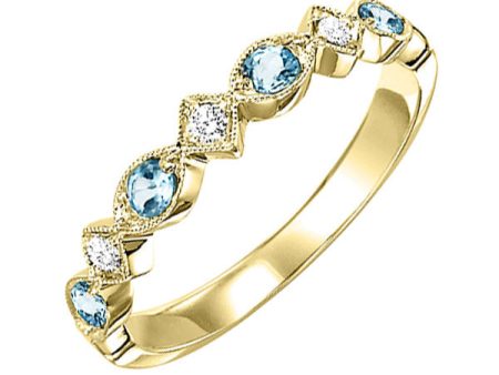 10Kt Yellow Gold Diamond 1 20Ctw & Blue Topaz 1 6Ctw Ring Fashion