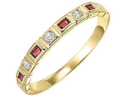 14Kt Yellow Gold Diamond 1 12Ctw & Garnet 1 6Ctw Ring Sale