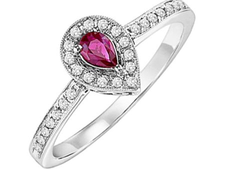 14Kt White Gold Diamond 1 6Ctw & Ruby 1 6Ctw Ring Online Sale