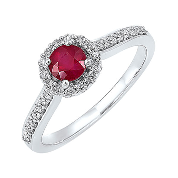 14Kt White Gold Diamond 1 3Ctw & Ruby 1 3Ctw Ring Online now