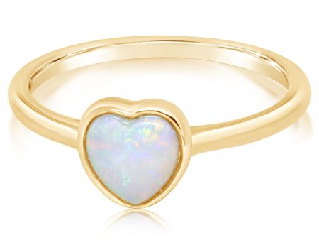 14K Yellow Gold Australian Opal Heart Ring For Discount