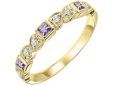 10Kt Yellow Gold Diamond 1 12Ctw & Amethyst 1 7Ctw Ring on Sale