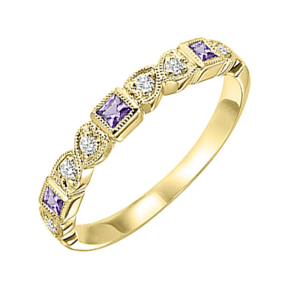 10Kt Yellow Gold Diamond 1 12Ctw & Amethyst 1 7Ctw Ring on Sale