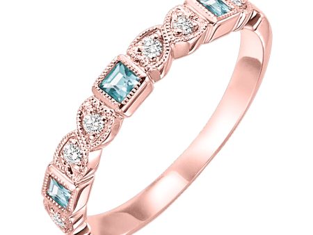 10Kt Rose Gold Diamond 1 10Ctw & Blue Topaz 1 7Ctw Ring Online Sale