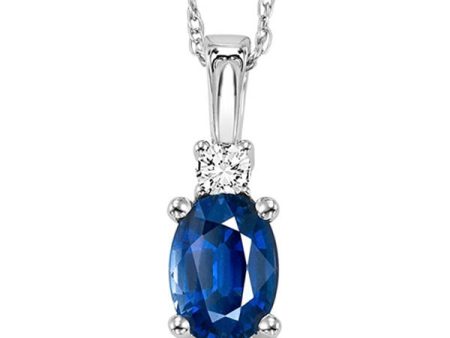 14Kt White Gold Diamond 1 20Ctw & Sapphire 5 8Ctw Pendant Online now