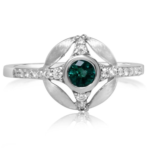 14K White Gold Emerald Diamond Ring Supply