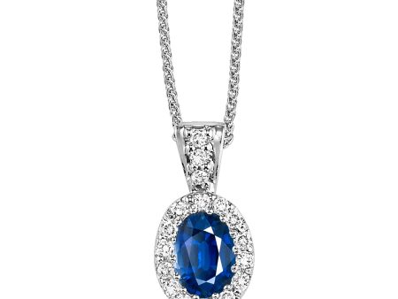 14Kt White Gold Diamond 1 10Ctw & Sapphire 1 2Ctw Pendant Sale