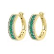 14Kt Yellow Gold Diamond 1 5Ctw & Emerald 5 8Ctw Earring Online now