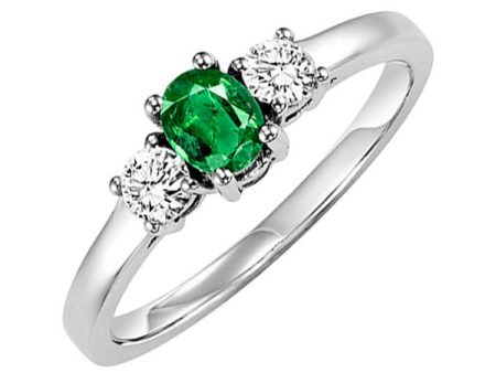 14Kt White Gold Diamond 1 4Ctw & Emerald 3 8Ctw Ring For Discount