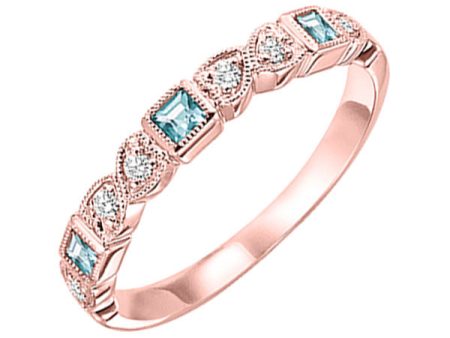 14Kt Rose Gold Diamond 1 12Ctw & Blue Topaz 1 7Ctw Ring For Sale