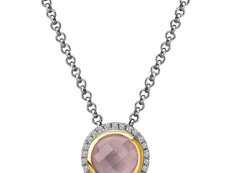 Diamond and Rose Quartz Halo Pendant Online