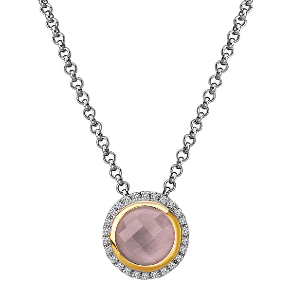 Diamond and Rose Quartz Halo Pendant Online