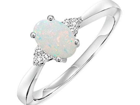 10Kt Rose Gold Diamond 1 20Ctw & Opal 1 2Ctw Ring on Sale