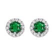 14Kt White Gold Diamond 1 8Ctw & Emerald 1 3Ctw Earring Online Sale