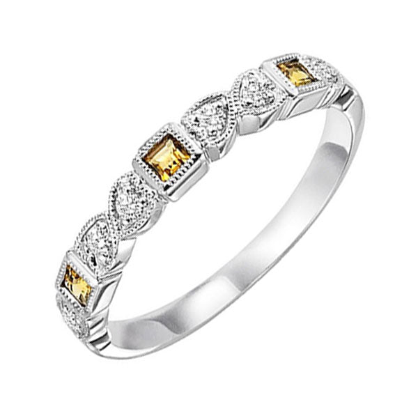 10Kt White Gold Diamond 1 8Ctw & Citrine-Emerald 1 8Ctw Ring Online Sale