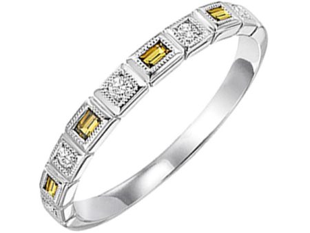 14Kt White Gold Diamond 1 10Ctw & Citrine 1 8Ctw Ring Online now