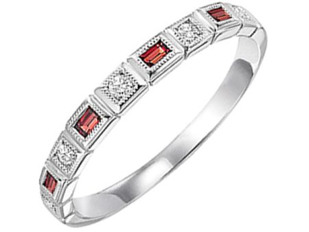 14Kt White Gold Diamond 1 12Ctw & Garnet 1 6Ctw Ring For Sale