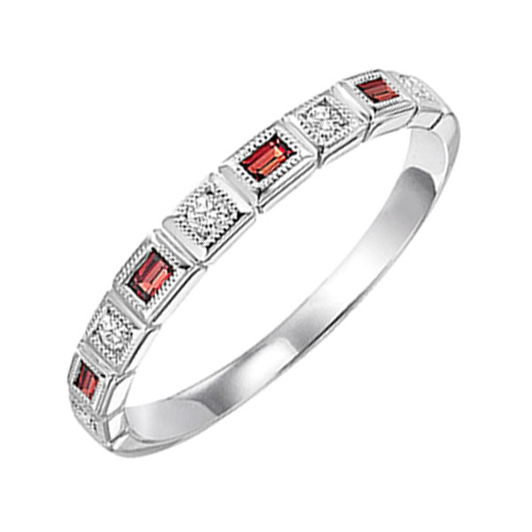 14Kt White Gold Diamond 1 12Ctw & Garnet 1 6Ctw Ring For Sale