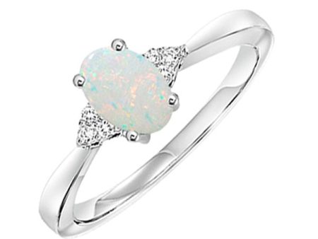 10Kt White Gold Diamond 1 20Ctw & Opal 1 2Ctw Ring Online Hot Sale