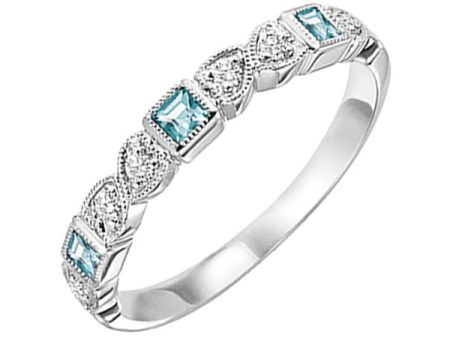 14Kt White Gold Diamond 1 12Ctw & Blue Topaz 1 7Ctw Ring For Sale