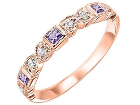 14Kt Rose Gold Diamond 1 12Ctw & Amethyst 1 7Ctw Ring Online Sale