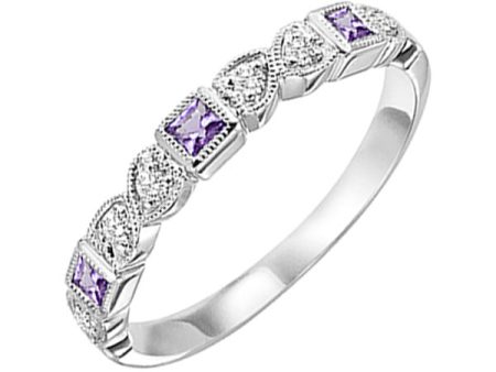 10Kt White Gold Diamond 1 12Ctw & Amethyst 1 7Ctw Ring Online now