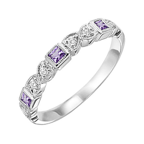 10Kt White Gold Diamond 1 12Ctw & Amethyst 1 7Ctw Ring Online now