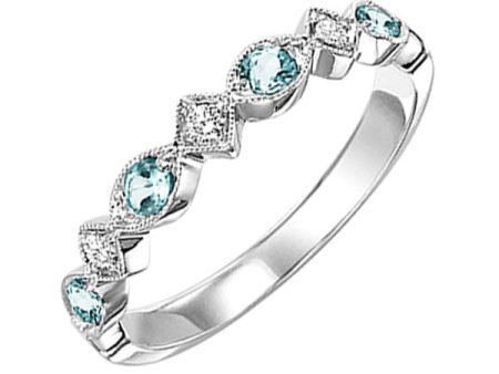 10Kt White Gold Diamond 1 20Ctw & Blue Topaz 1 6Ctw Ring Online now