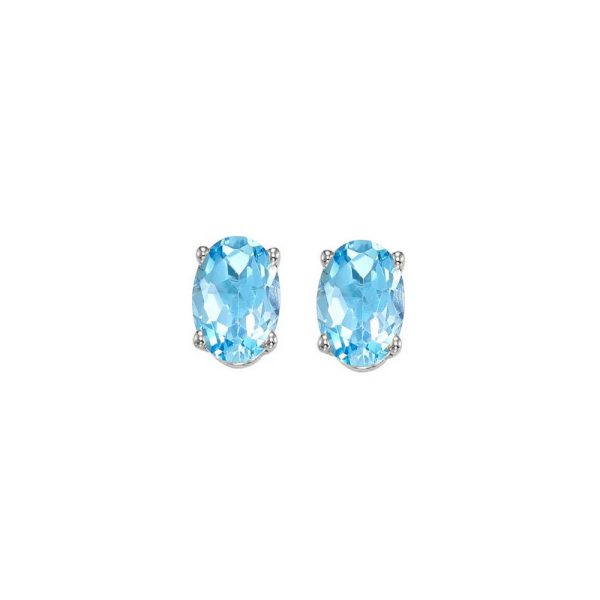 14Kt White Gold Blue Topaz 7 8Ctw Earring Cheap