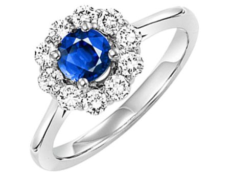 14Kt White Gold Diamond 1 2Ctw & Sapphire 1 2Ctw Ring Fashion