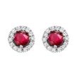 14Kt White Gold Diamond 1 8Ctw & Ruby 3 8Ctw Earring Cheap