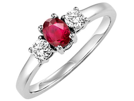 14Kt White Gold Diamond 1 4Ctw & Ruby 1 2Ctw Ring Fashion