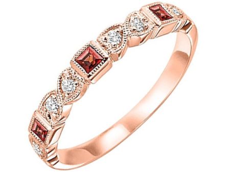 14Kt Rose Gold Diamond 1 10Ctw & Garnet 1 7Ctw Ring Cheap