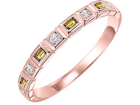 14Kt Rose Gold Diamond 1 10Ctw & Citrine 1 8Ctw Ring Online now