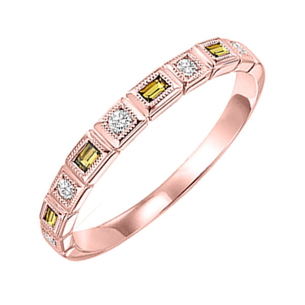 14Kt Rose Gold Diamond 1 10Ctw & Citrine 1 8Ctw Ring Online now