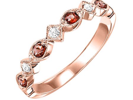 10Kt Rose Gold Diamond 1 20Ctw & Garnet 1 6Ctw Ring Online Sale