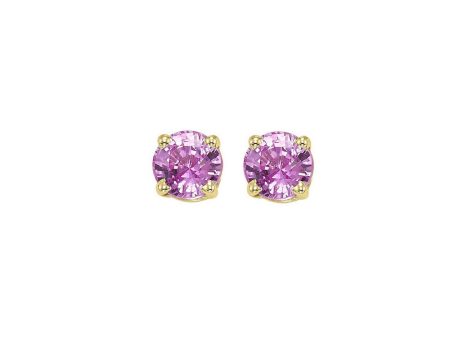 14Kt Yellow Gold & Pink Sapphire 7 8Ctw Earring Hot on Sale