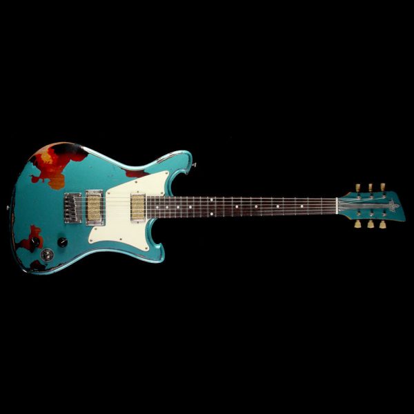 Used 2017 Wild Custom Guitars Wildmaster Electric Guitar Relic Teal Green over Sunburst Discount