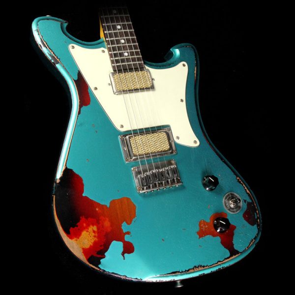 Used 2017 Wild Custom Guitars Wildmaster Electric Guitar Relic Teal Green over Sunburst Discount