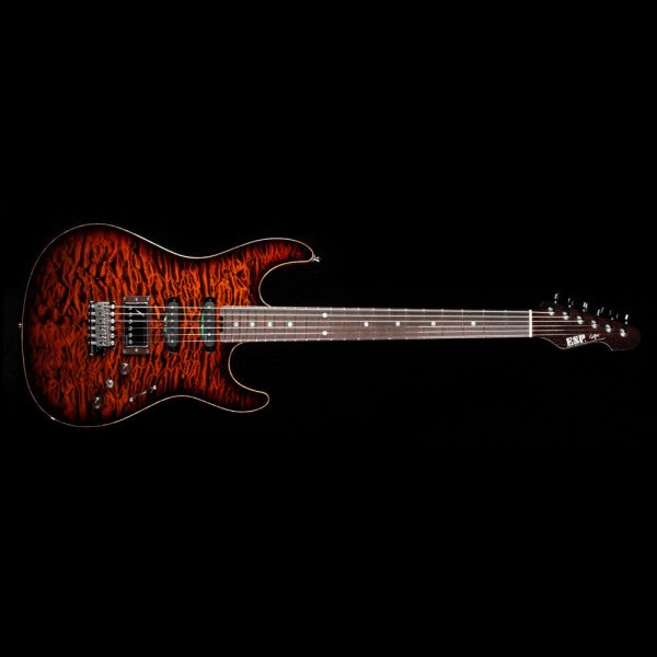 Used 2016 ESP Exhibition Limited Snapper CTM NAMM Display Electric Guitar Tiger Eye Quilt For Discount